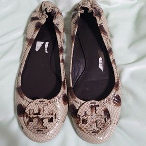 Tory Burch Minnie Snakeskin - Embossed Flats
